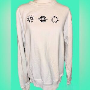 Vintage 90s Champion White Sweatshirt with Black Graphics